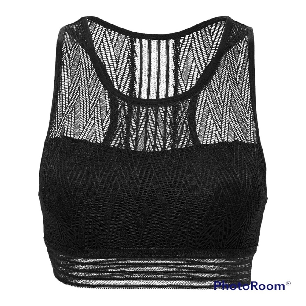 IZOD Black High Neck Bralette Small